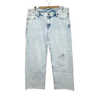 Gap Low Stride Wide Leg Jeans Womens 14 Acid Wash Y2K Skater Loose Baggy